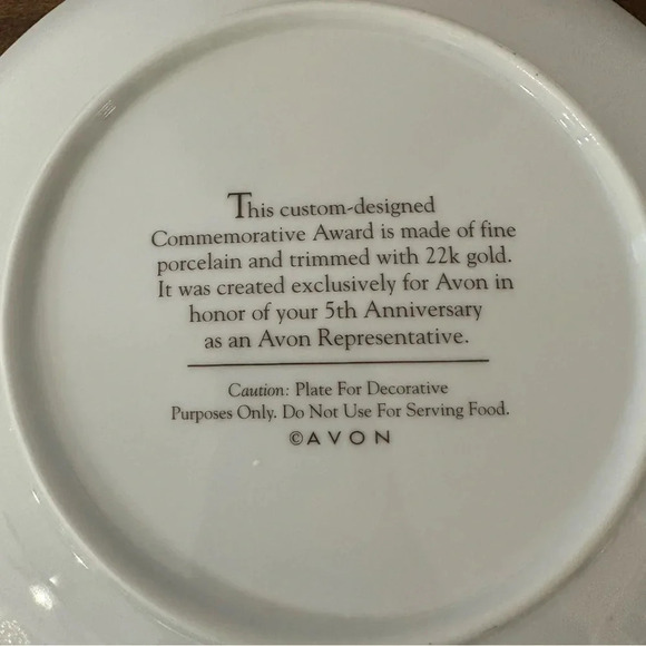 Avon 5th Anniversary California Perfume Company Commemorative Gold Lined Plate - Picture 5 of 6